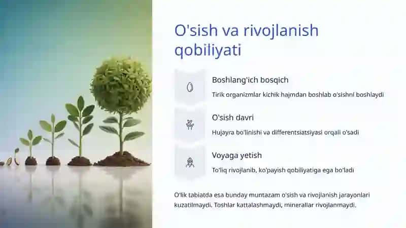 Tiriklik va O'lik Tabiat O'rtasidagi Farqlar 4