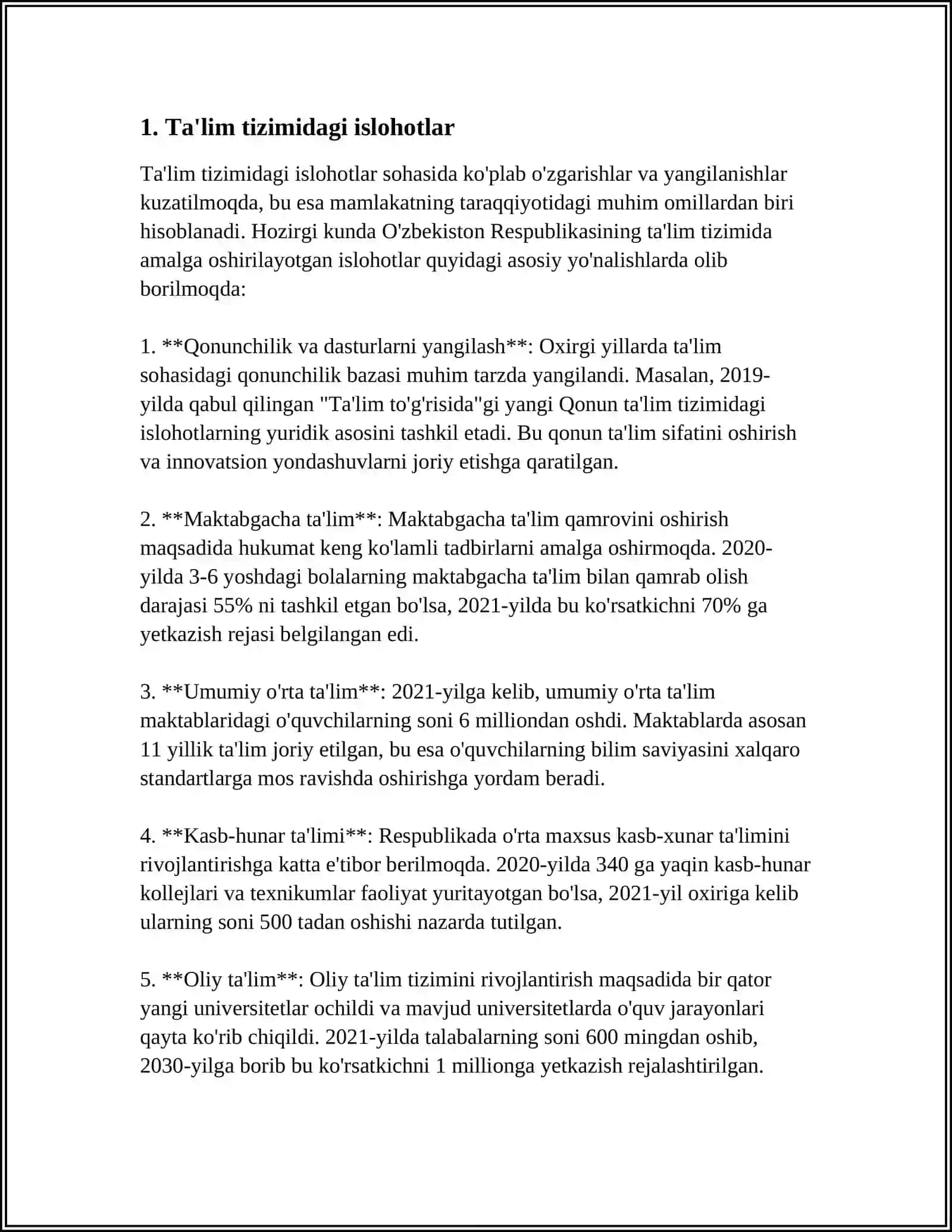 O‘ZBEKISTONDA IJTMOIY SOHADA AMALGA OSHIRILAYOTGAN O‘ZGARISHLAR MAZMUN VA MOHIYATI 4