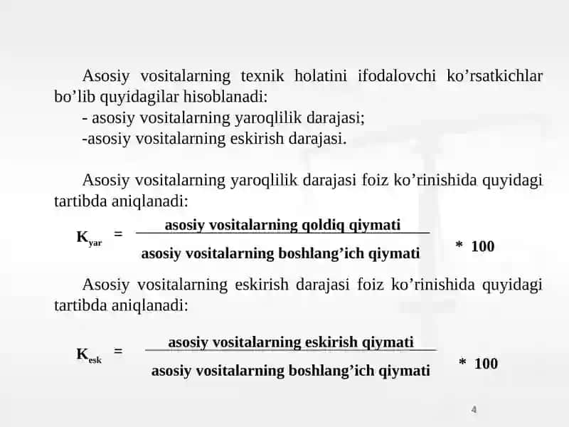 Korxona operatsion faoliyatining tahlili 4