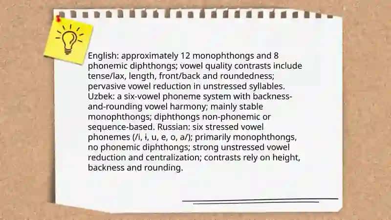 Typological characteristics of phonological systems: English, Uzbek and Russian 4