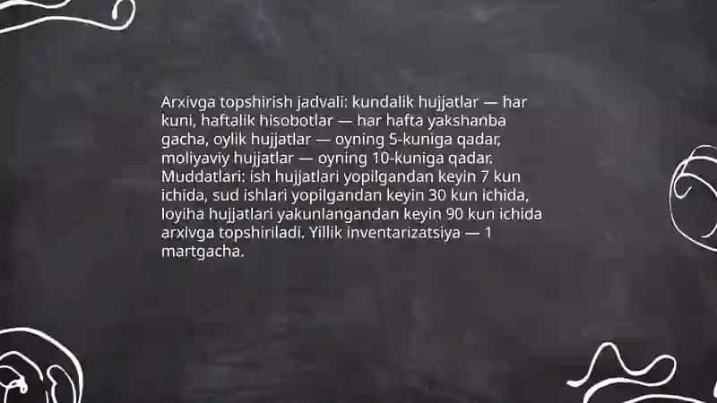 Hujjatlarni arxivga topshirish masalari 4