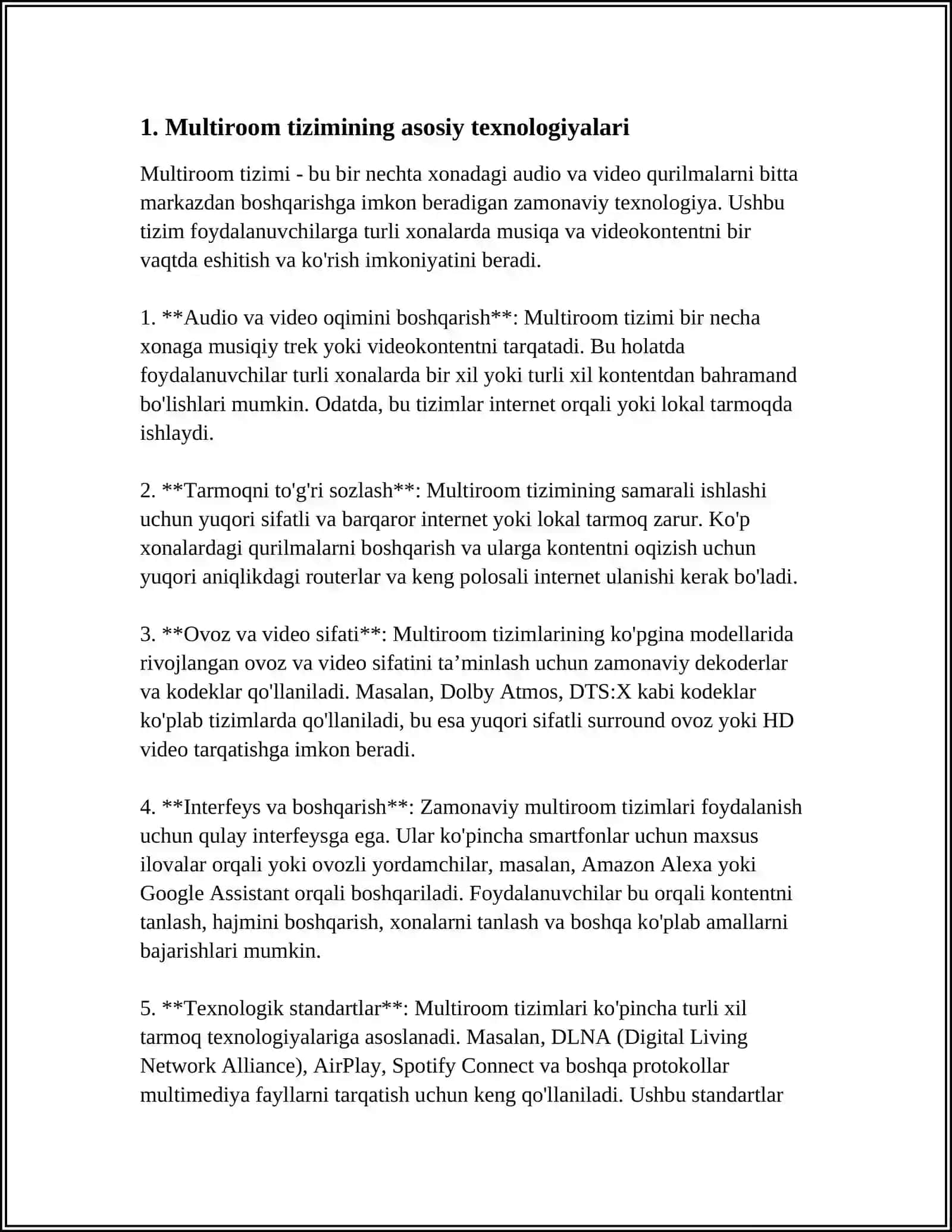 MULTIROOM - MULTIMEDIA TIZIMI VA UNING IMKONIYATLARI 4