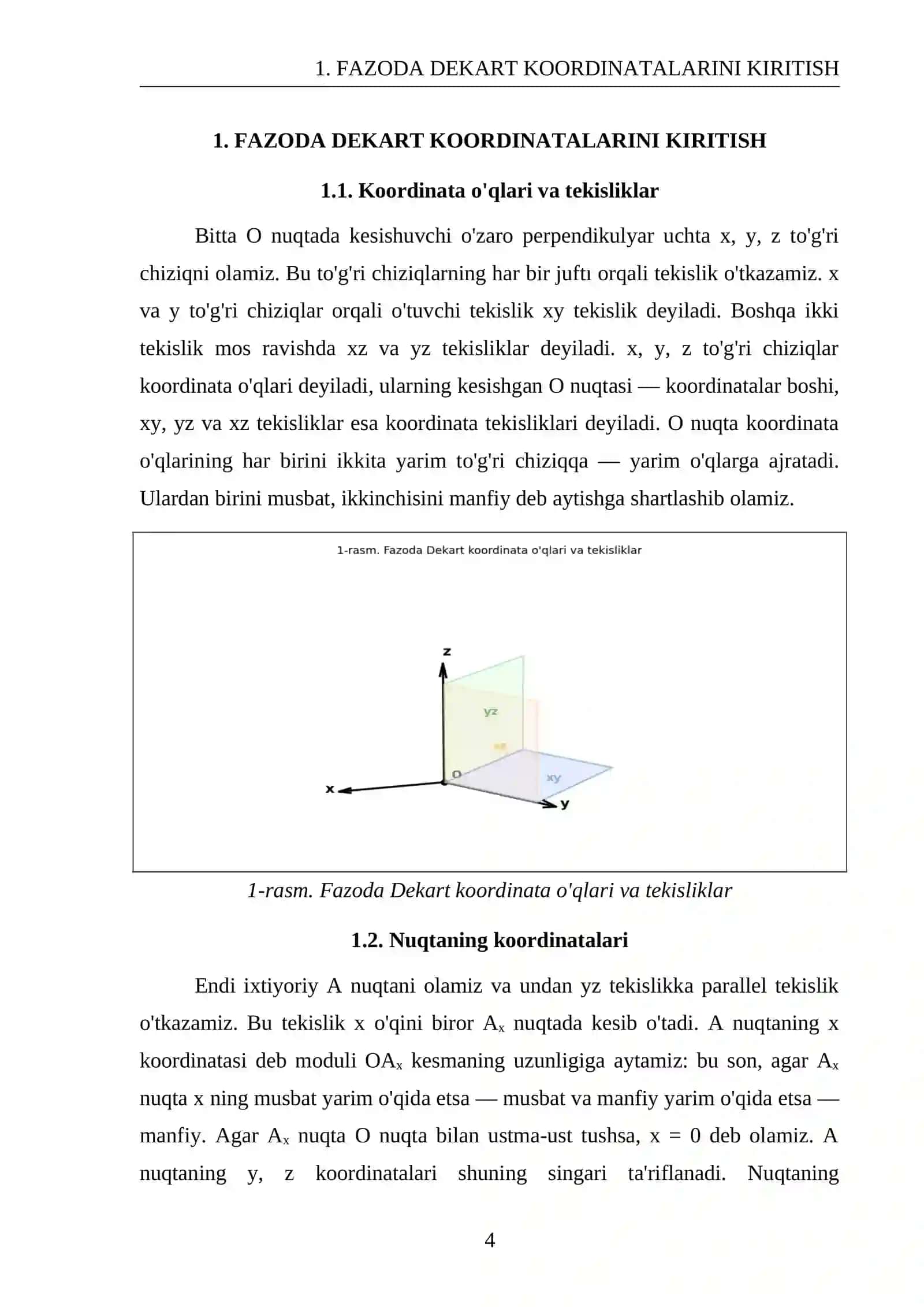 Fazoda Dekart koordinatalari va vektorlar 4