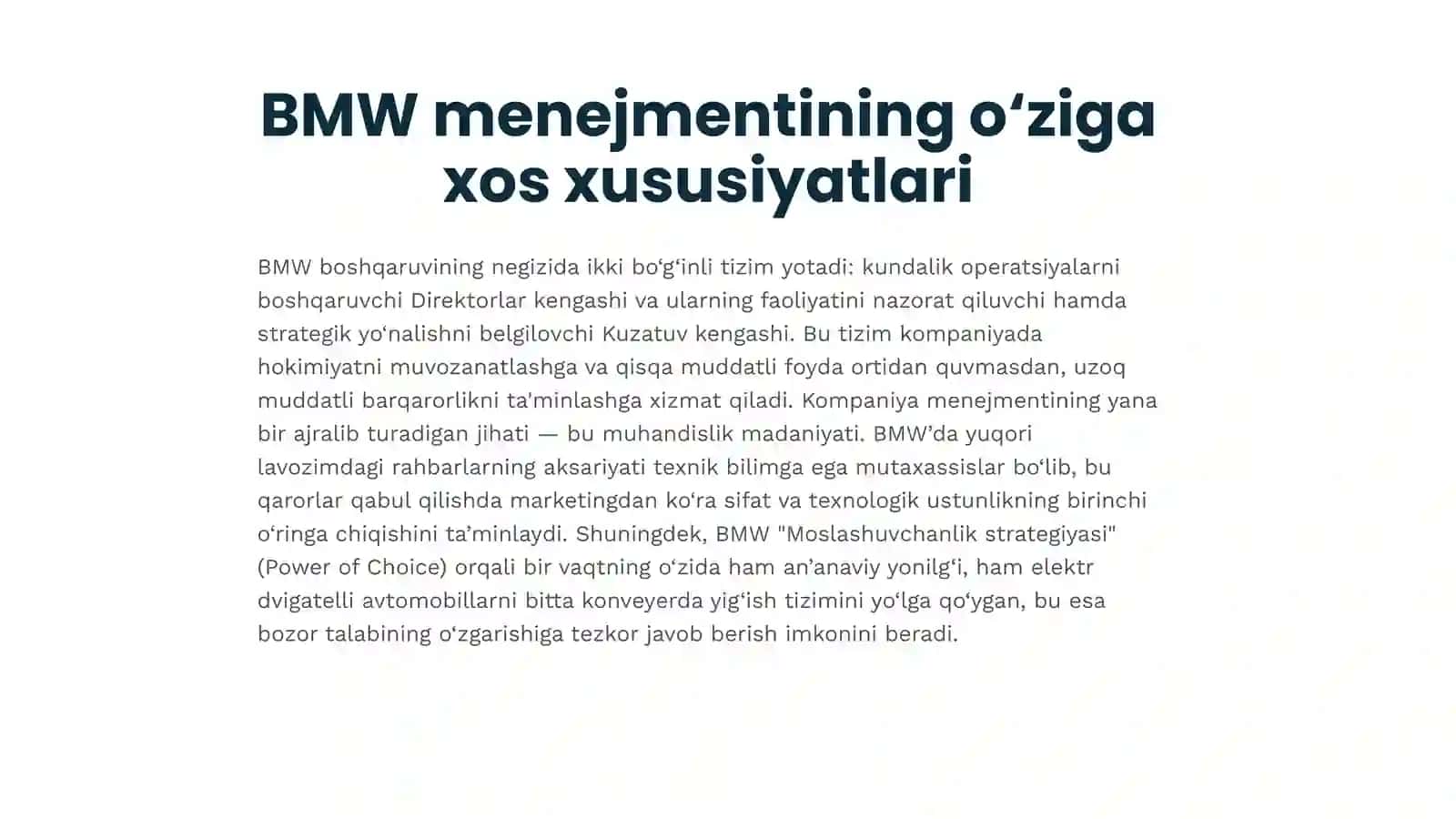 BMW GROUP KOMPANIYASIDA MENEJMENTNING XUSUSIYATLARI 4