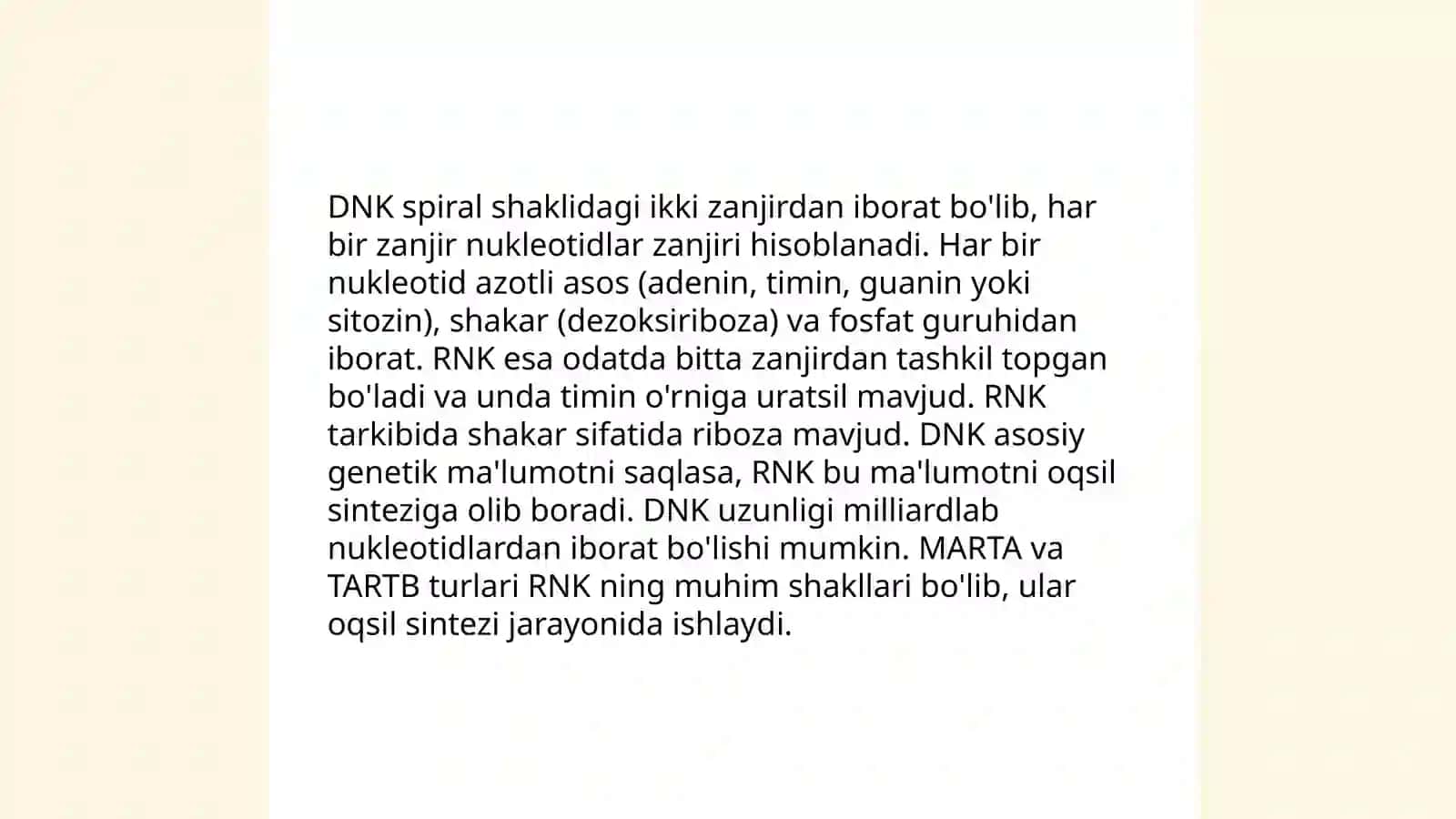 Hayotning molekulyar asoslari 4