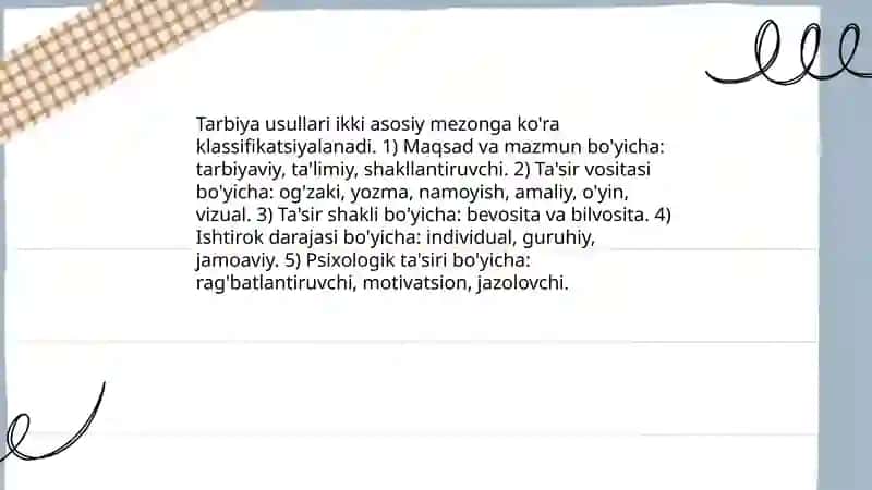 Tarbiya usullari haqida tushuncha 4