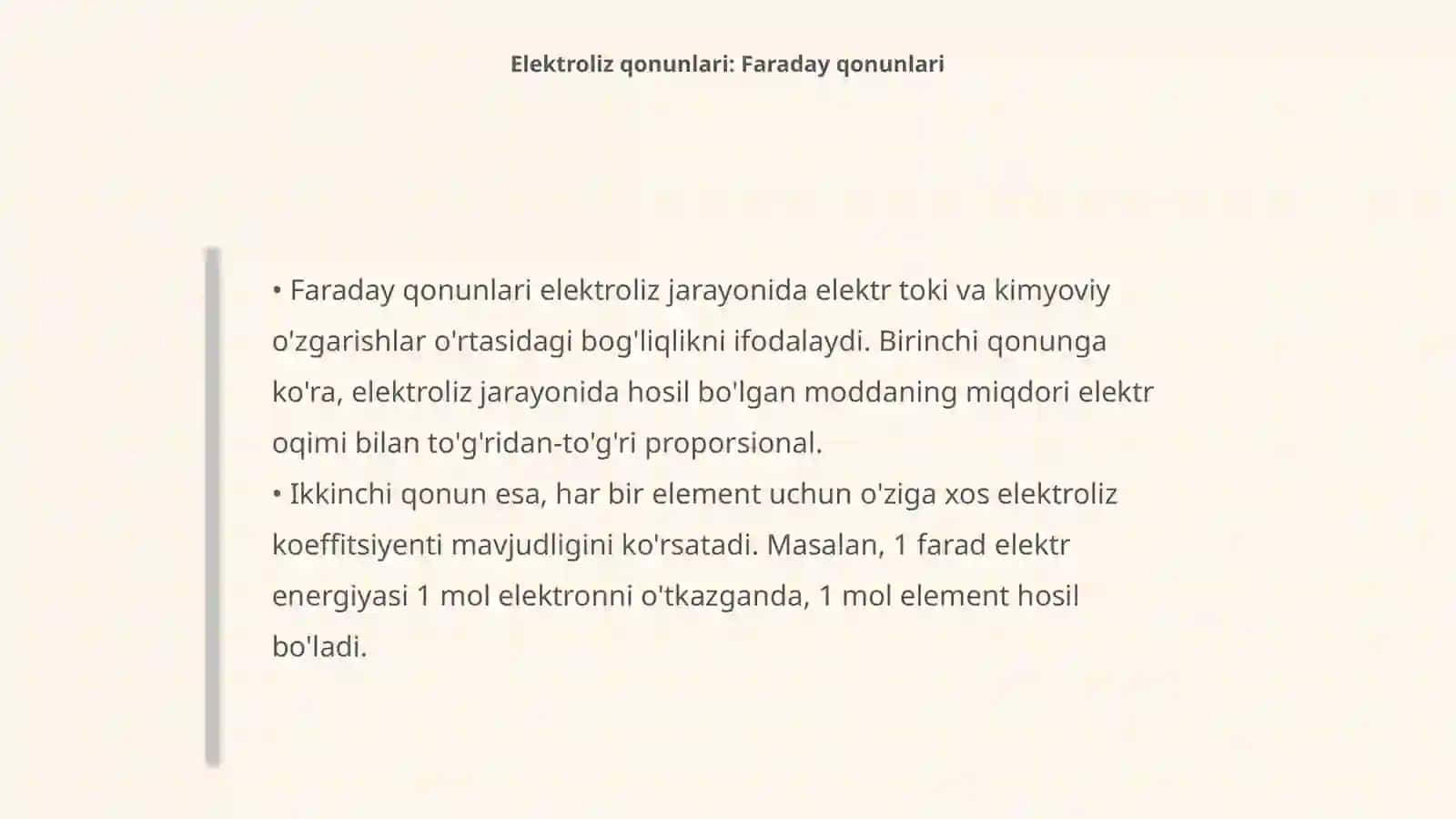 Elektroliz. Elektroliz qonunlari 4