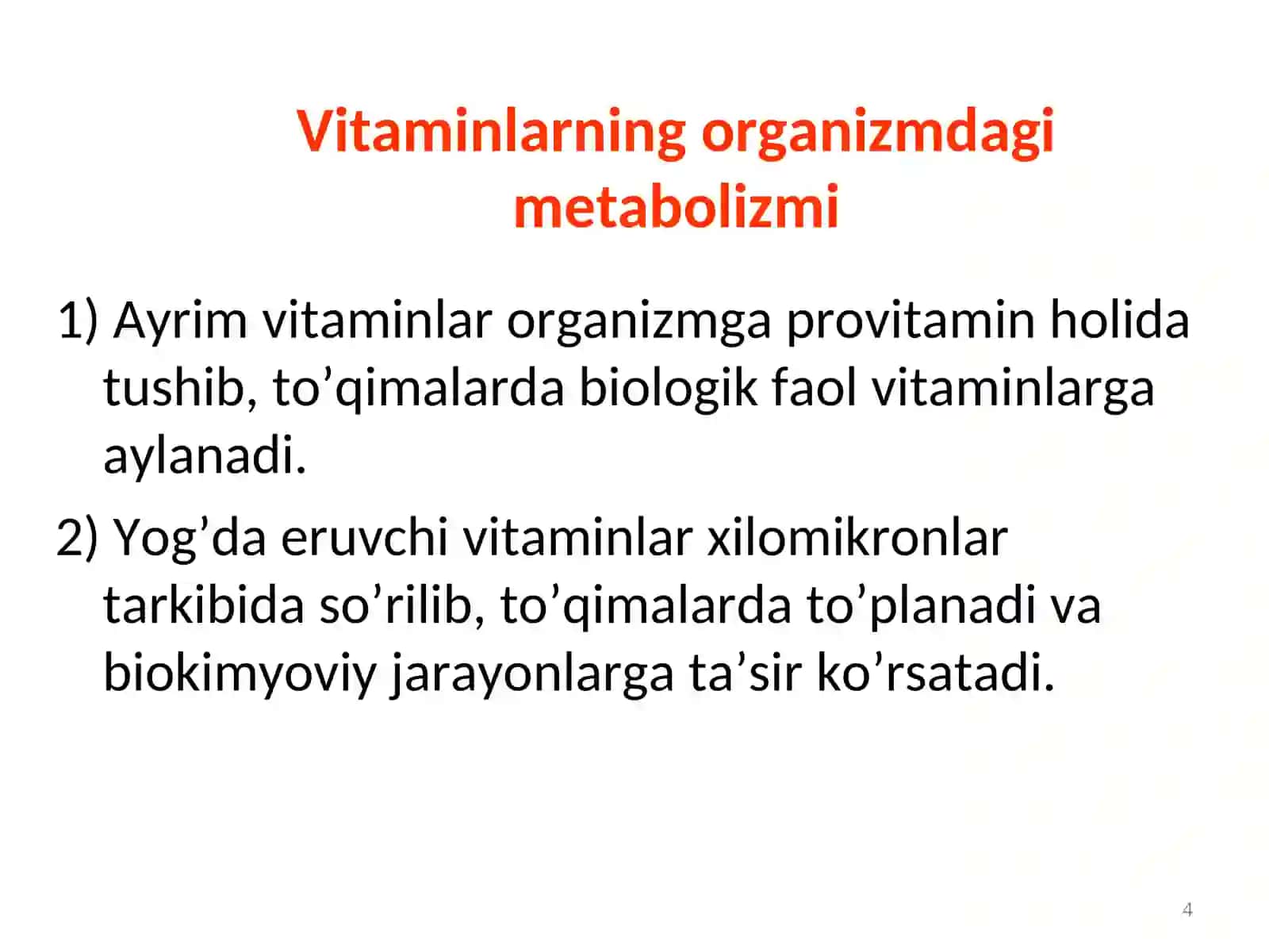 Vitaminlar tasnifi 4