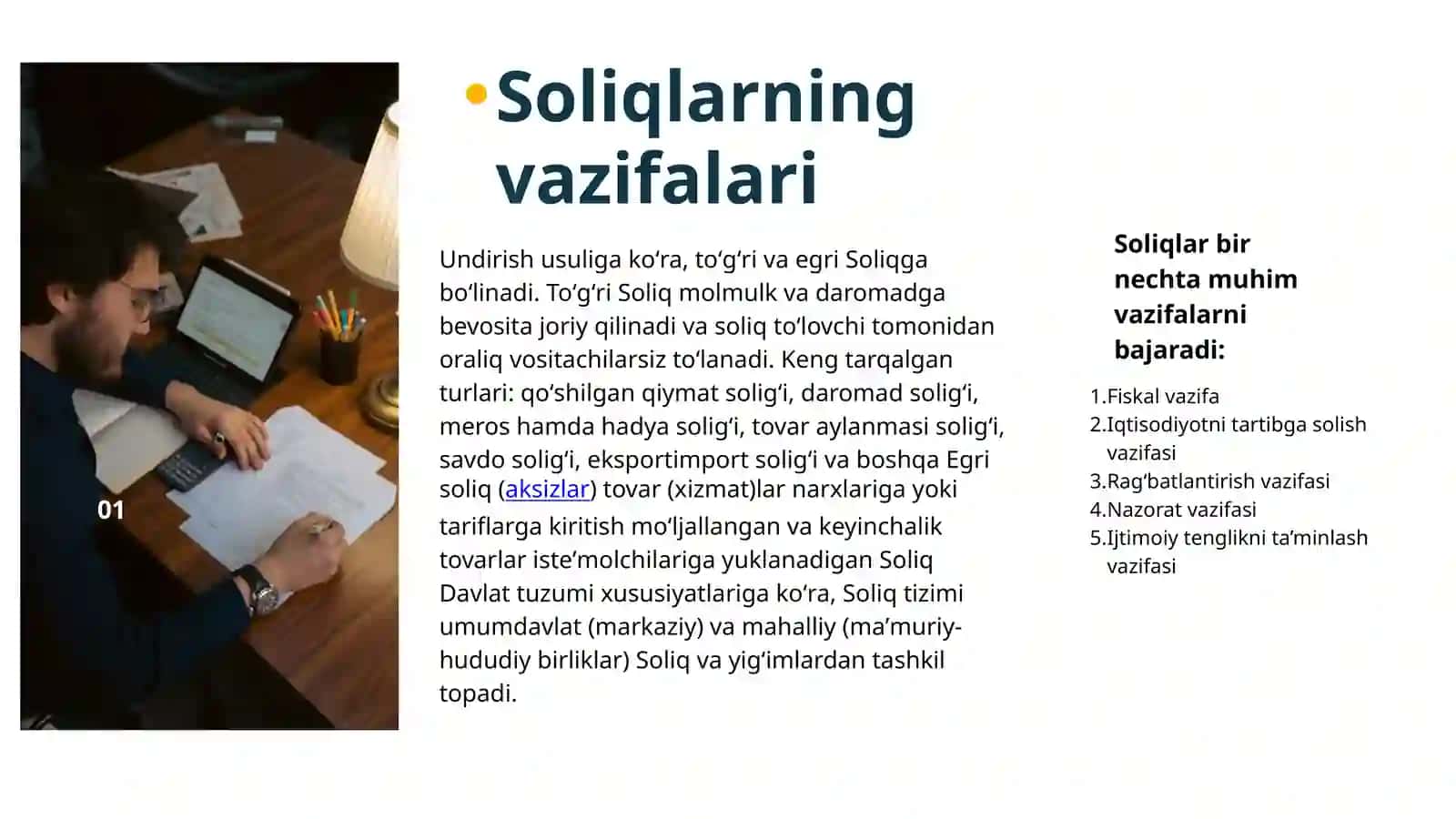 Soliqlar, ularning vazifalari va turlari 4