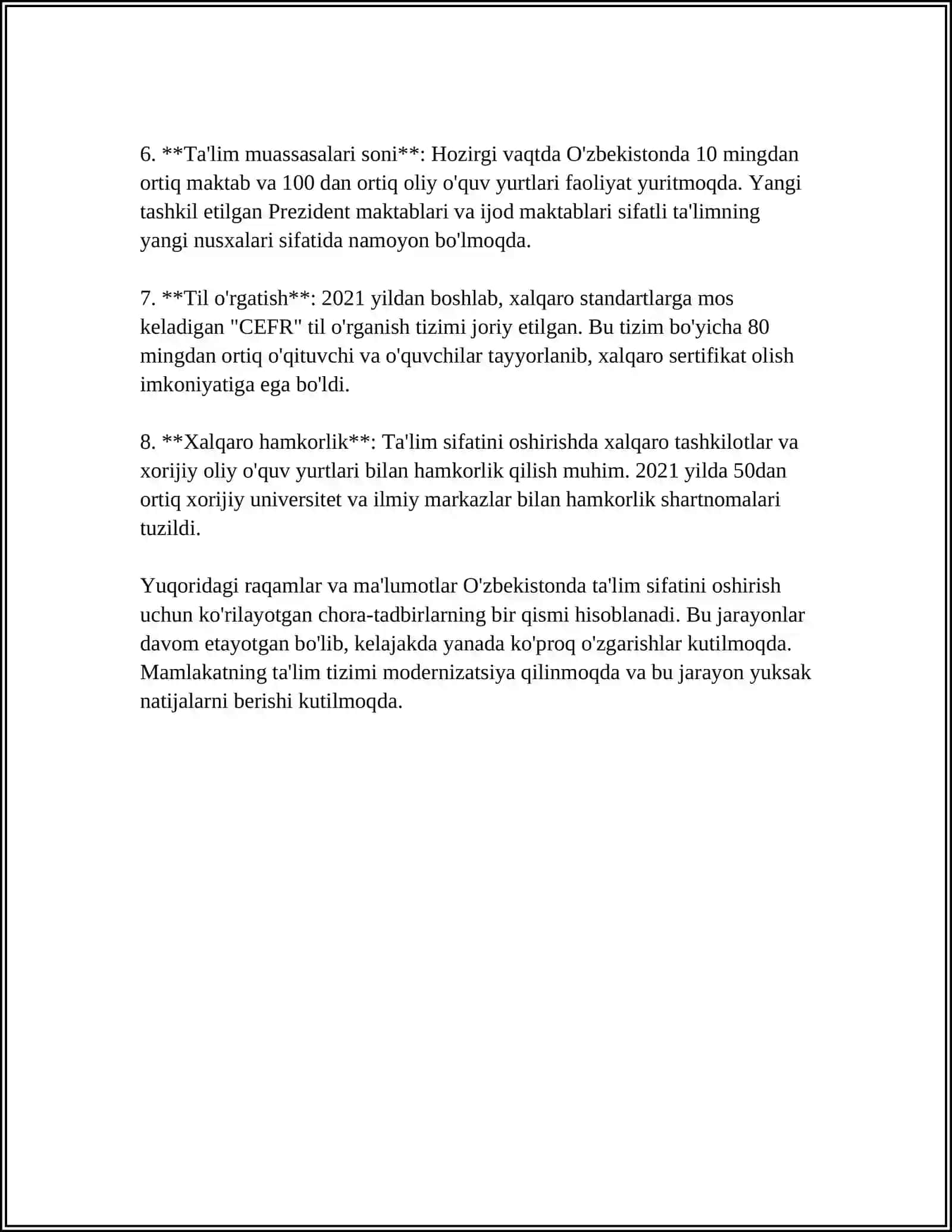 OLIY TA’LIMDAGI O’ZGARISHLARNING ASOSIY YO’NALISHLARI 4