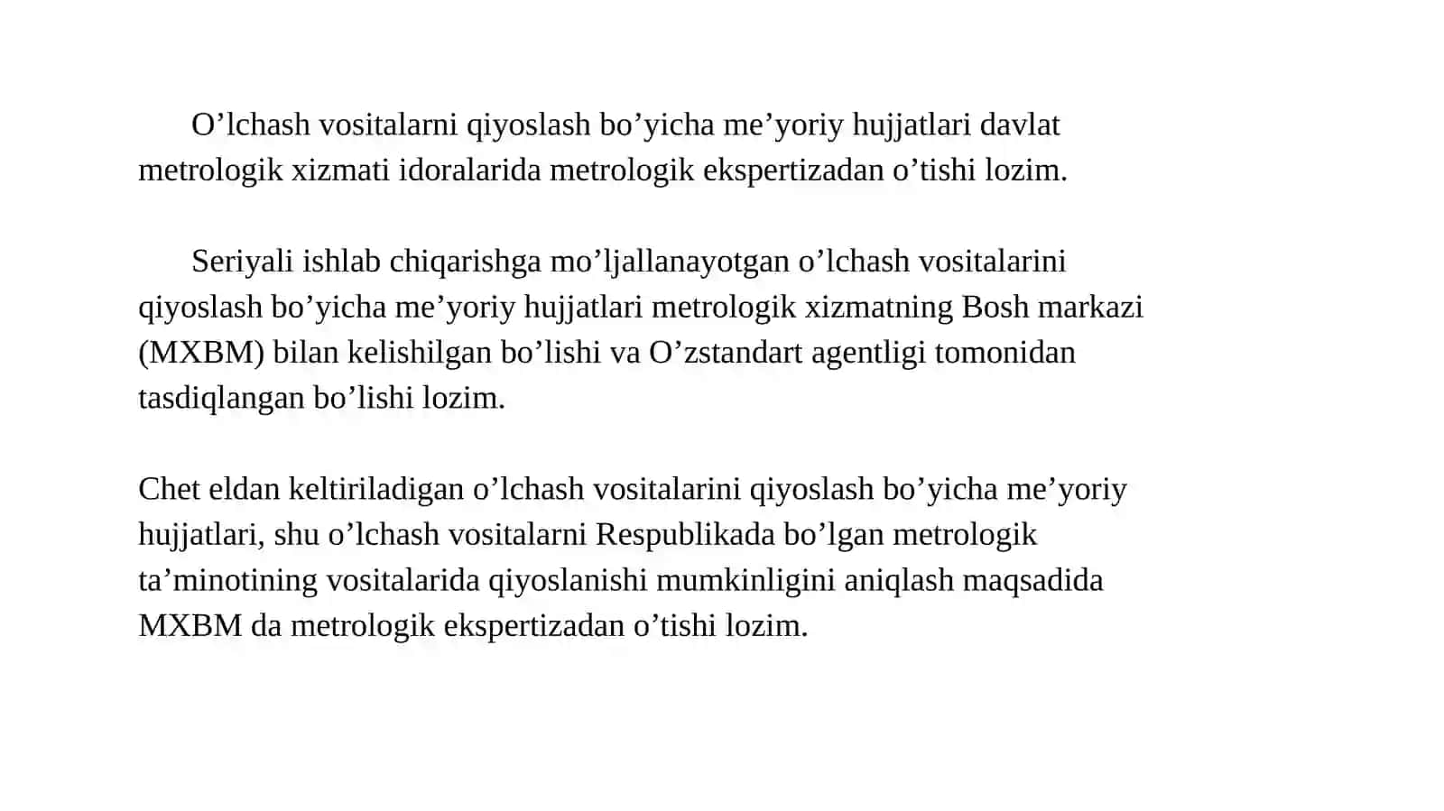O’lchash vositalarini qiyoslash va kalibrlashning umumiy masalalari 4