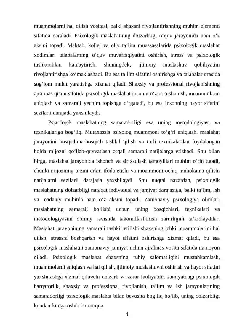 Psixologik maslahat: Bosqichlari va texnikalari 4