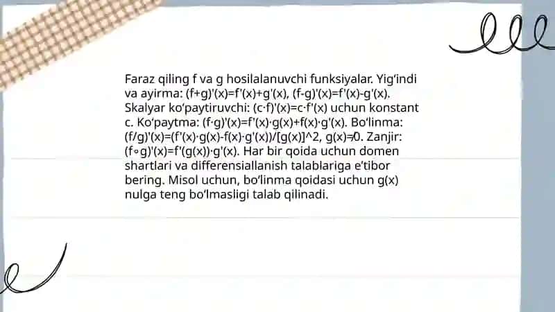 Funksiyalarni hosila yordamida tahlil qilish 4