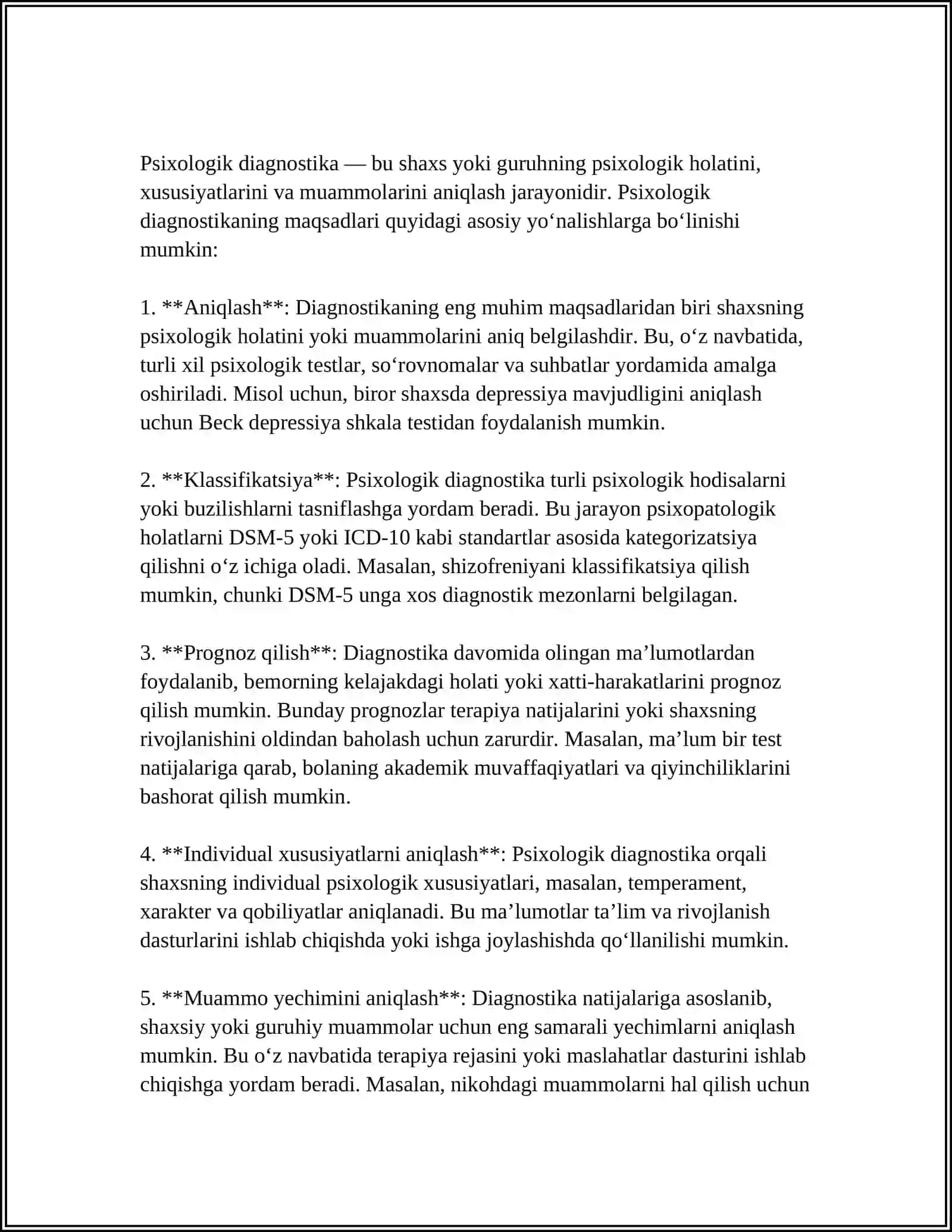 PSIXOLOGIK DIAGNOSTIKA VA ULARNING IMKONIYATI 4