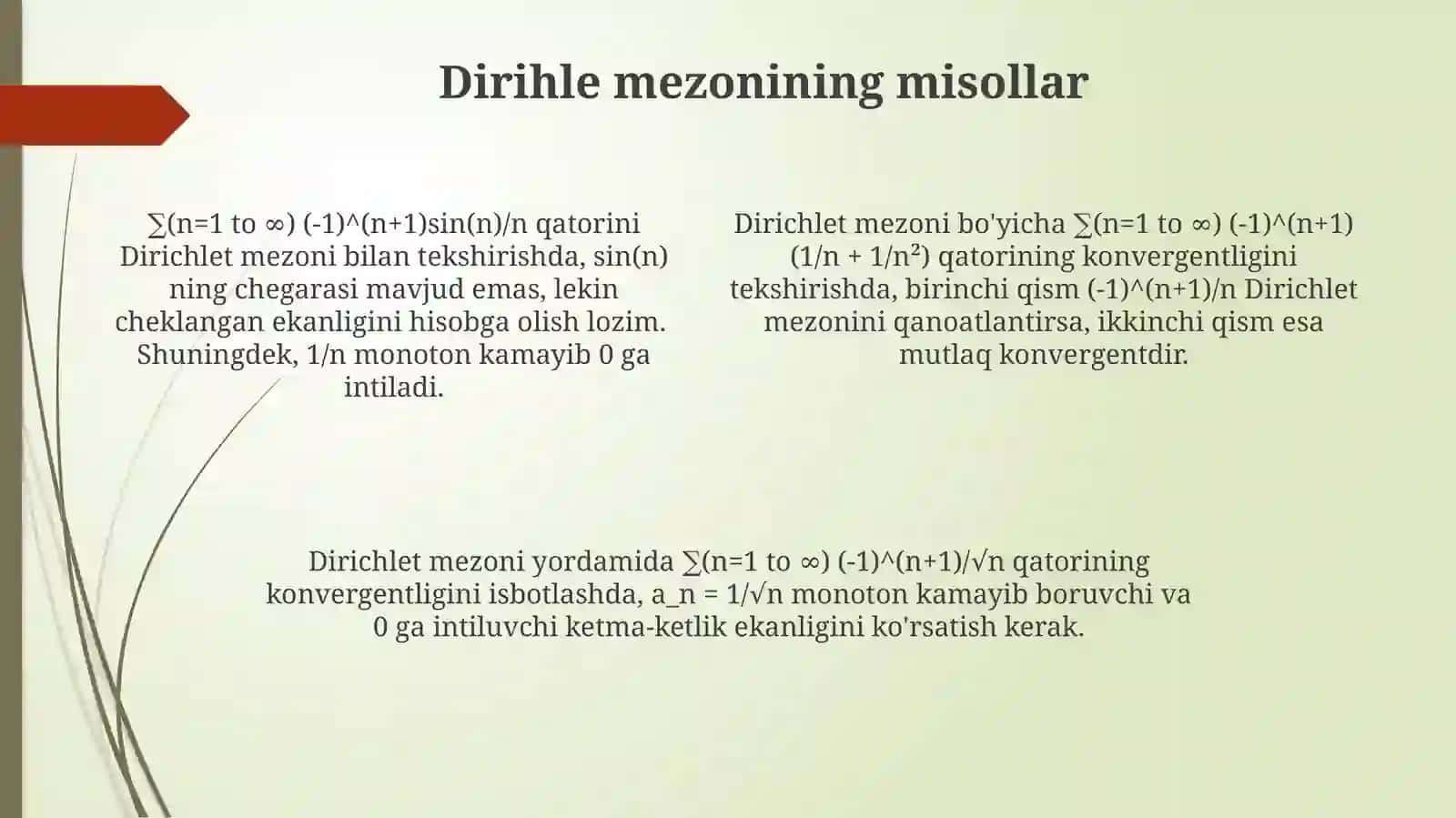 Qatorlar va ularning yaqinlashish mezonlari 4