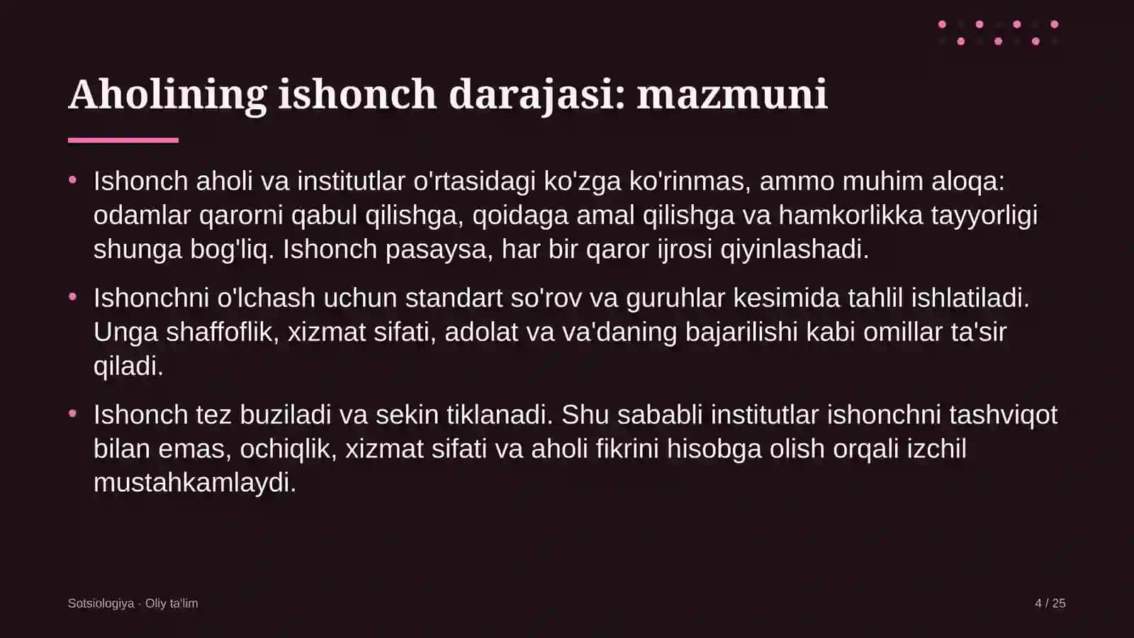 Echkichilikda aholining ishonch darajasi 4
