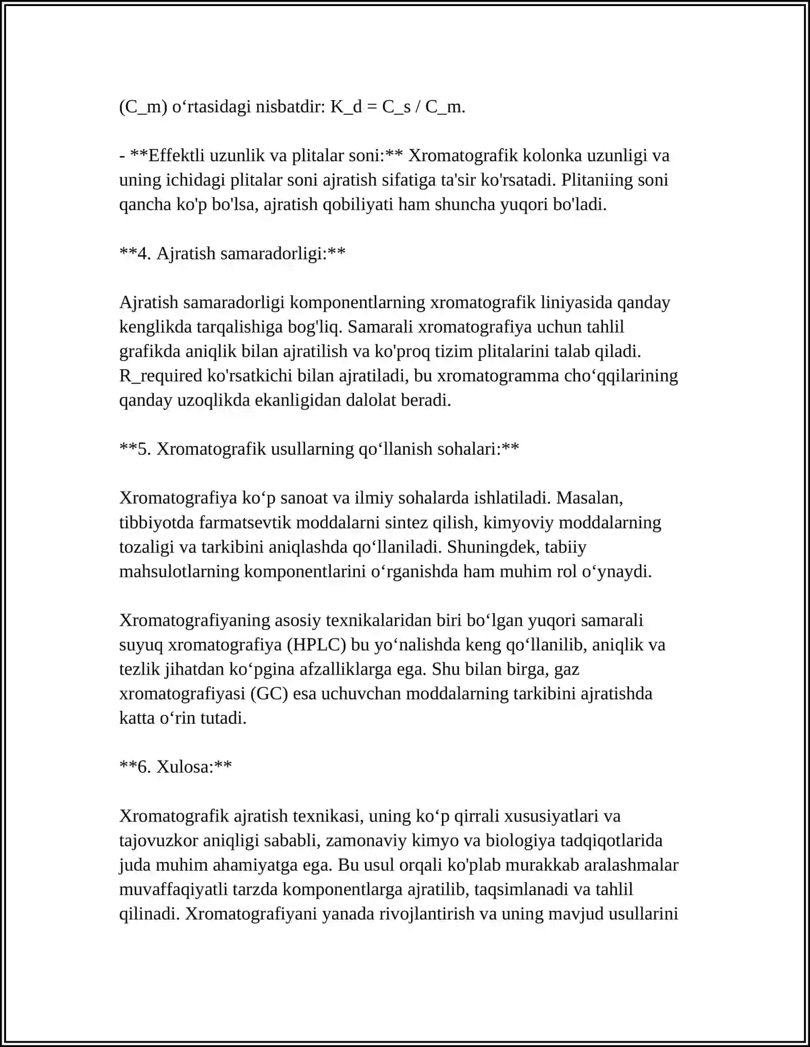 XROMATOGRAFIK AJRATISH USULLARINING TECNOLOGIYADA QÒLLANILISHI 4