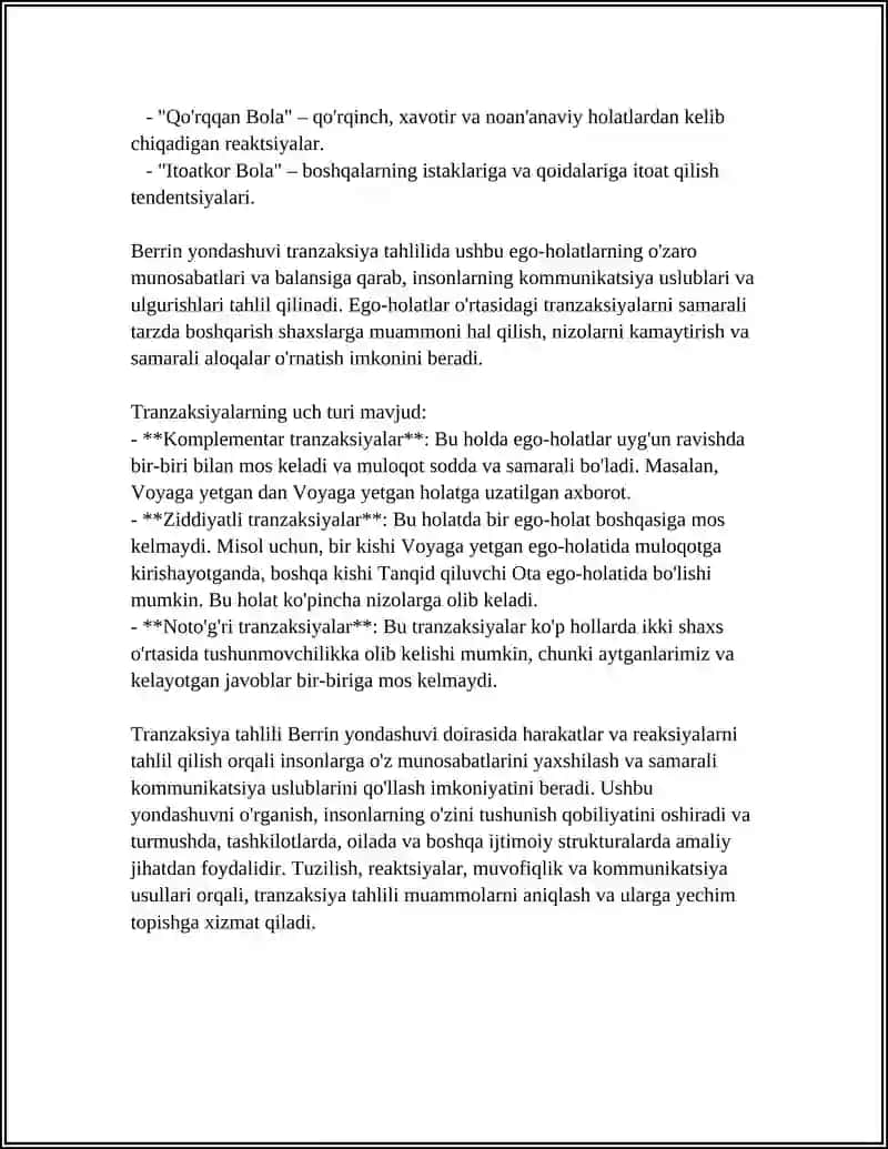 TRANZAKSIYA TAHLILI BERRIN YONDASHUVI 4