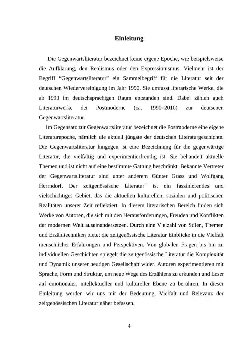 Deutsch zeitgenössische Literatur 4