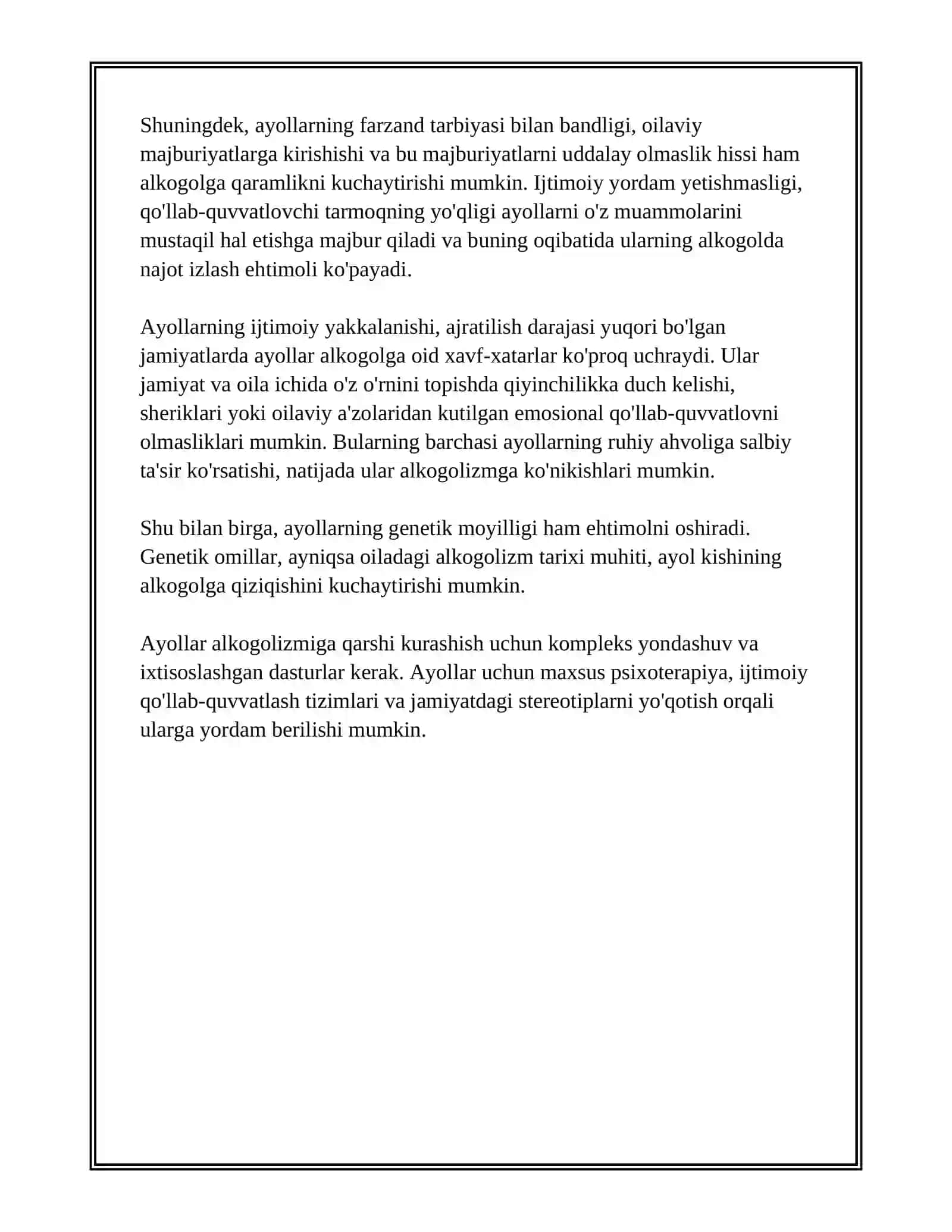 AYOLLAR ALKOGOLIZMI.OʻSMIRLAR APKOGOLIZMI.KOMPYUTER QARAMLIK 4