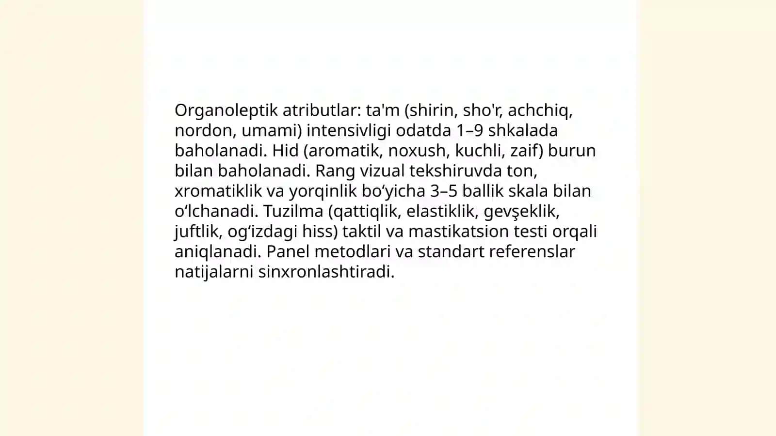 Organoleptik Mahsulotlarini Baholash 4