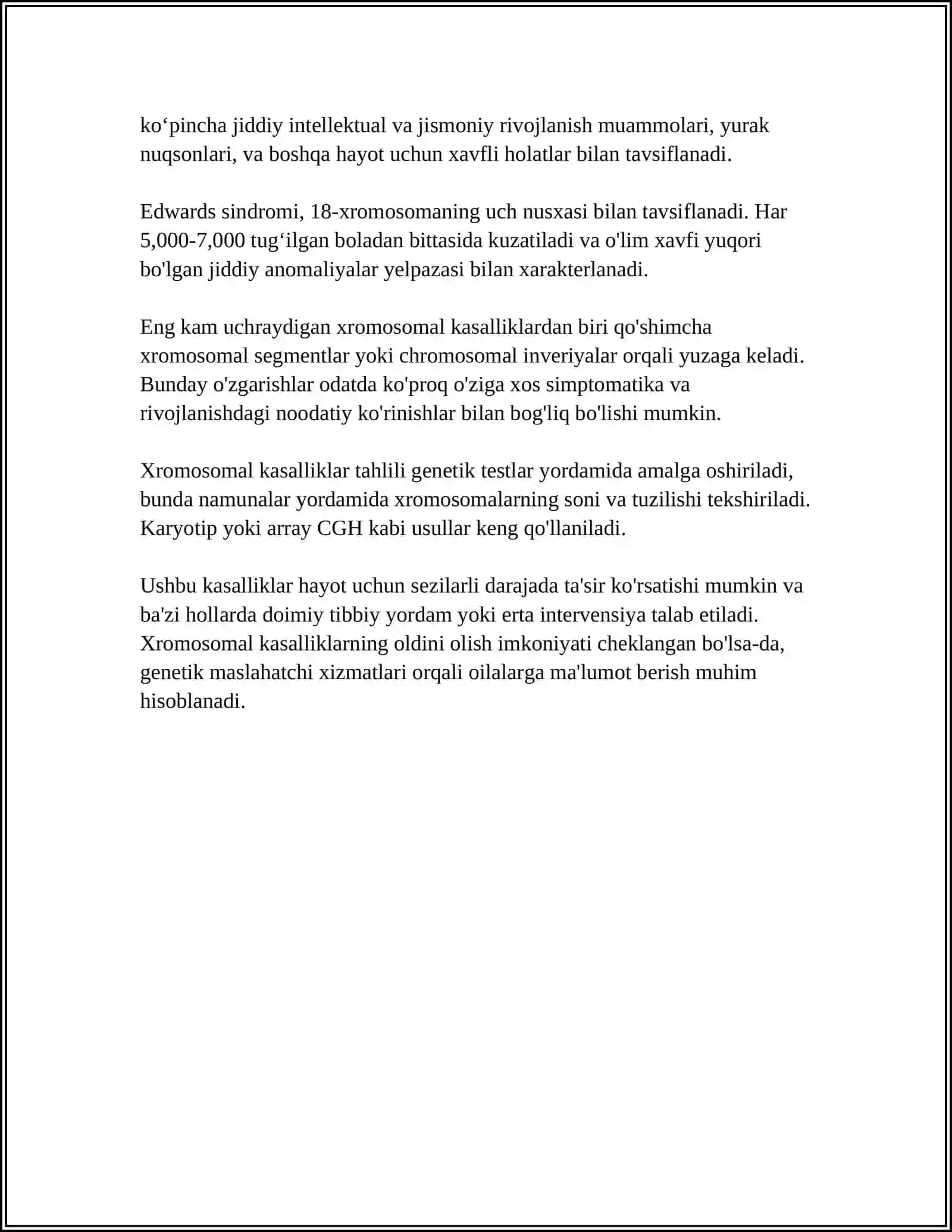 XROMOSOMA KASALLIKLARI 4