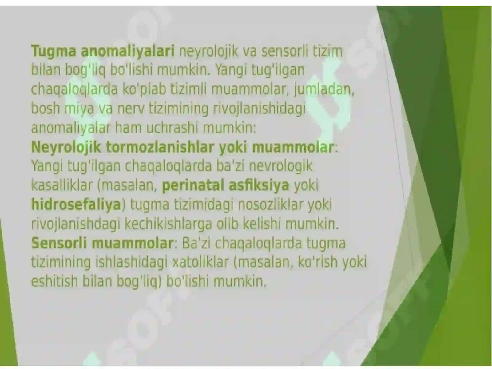 Tugʻma anomaliyalar.Chala tugʻilgandagi buzilishlar 4