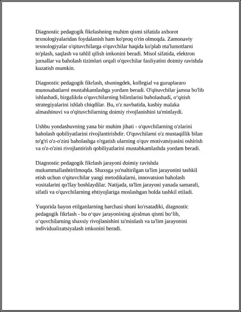 DIAGNOSTIK PEDAGOGIK FIKRLASH 4