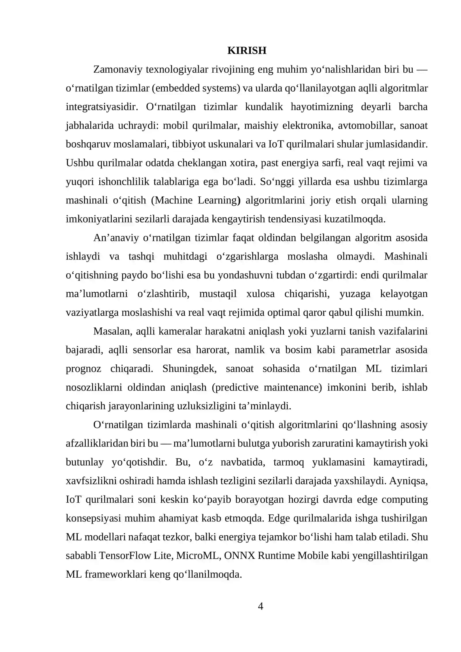 TIZIMLARDA MASHINALI O’QITISH ALGORITMLARINI QO’LLASH 4