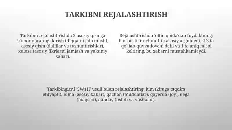 Taqdimot tayyorlash va amaliyotlar 4