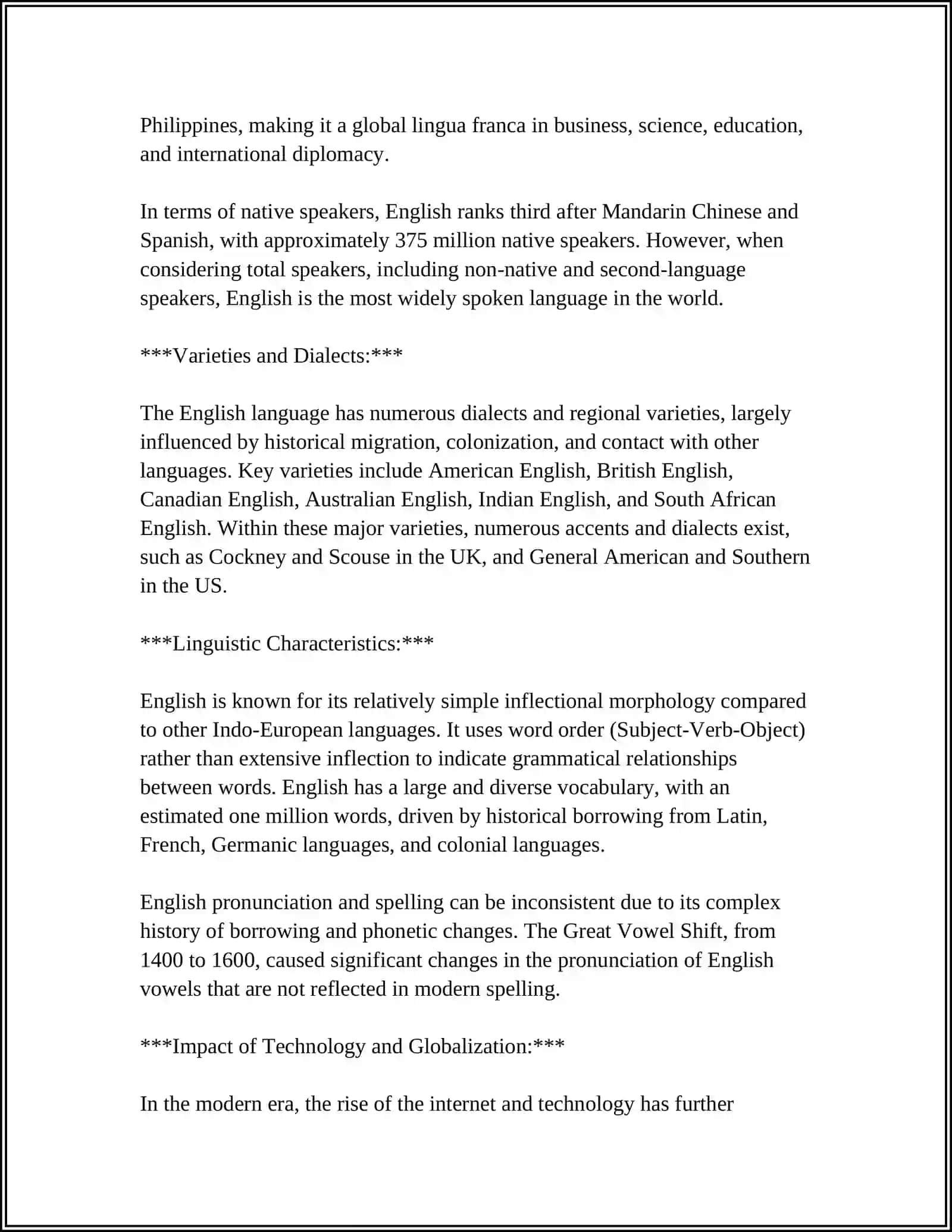 Introduction to the English Language 4