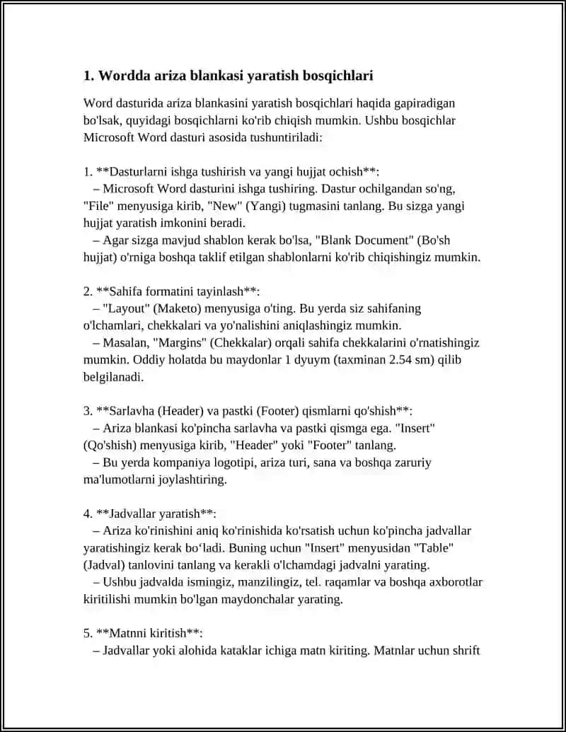 WORD MATN TAHRIRLAGICHIDA TURLI XIL BLANKALAR YARATISH 4