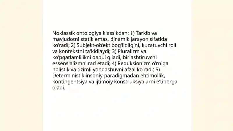 Noklassik ontologiyaning yo'nalishi va mohiyati 4