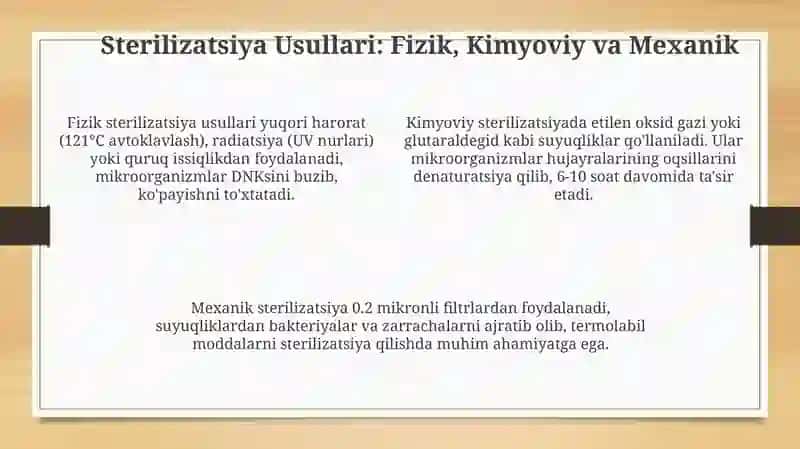 Sterilizatsiya usullari. Aseptika Antiseptika 4