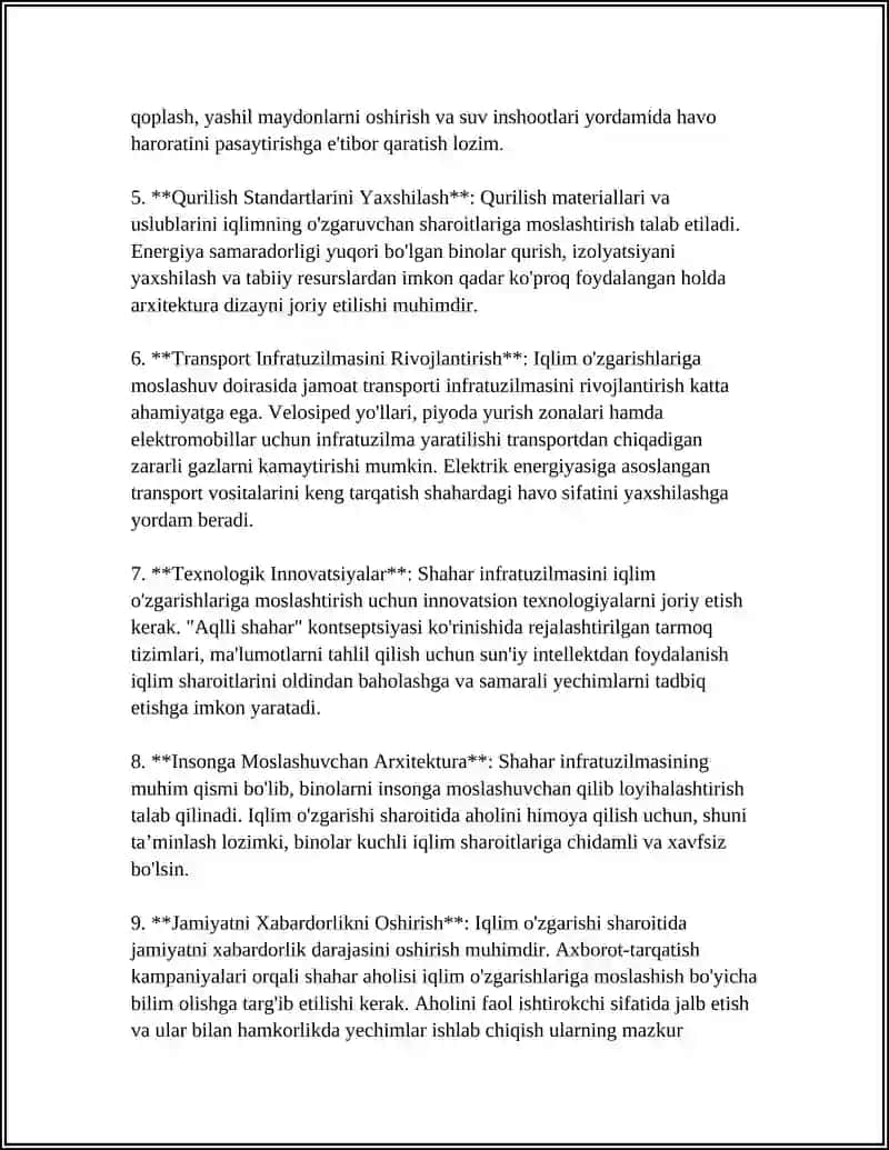 IQLIM O'ZGARISHIGA SHAHAR INFRATUZULMASINI LOYIHALASH 4