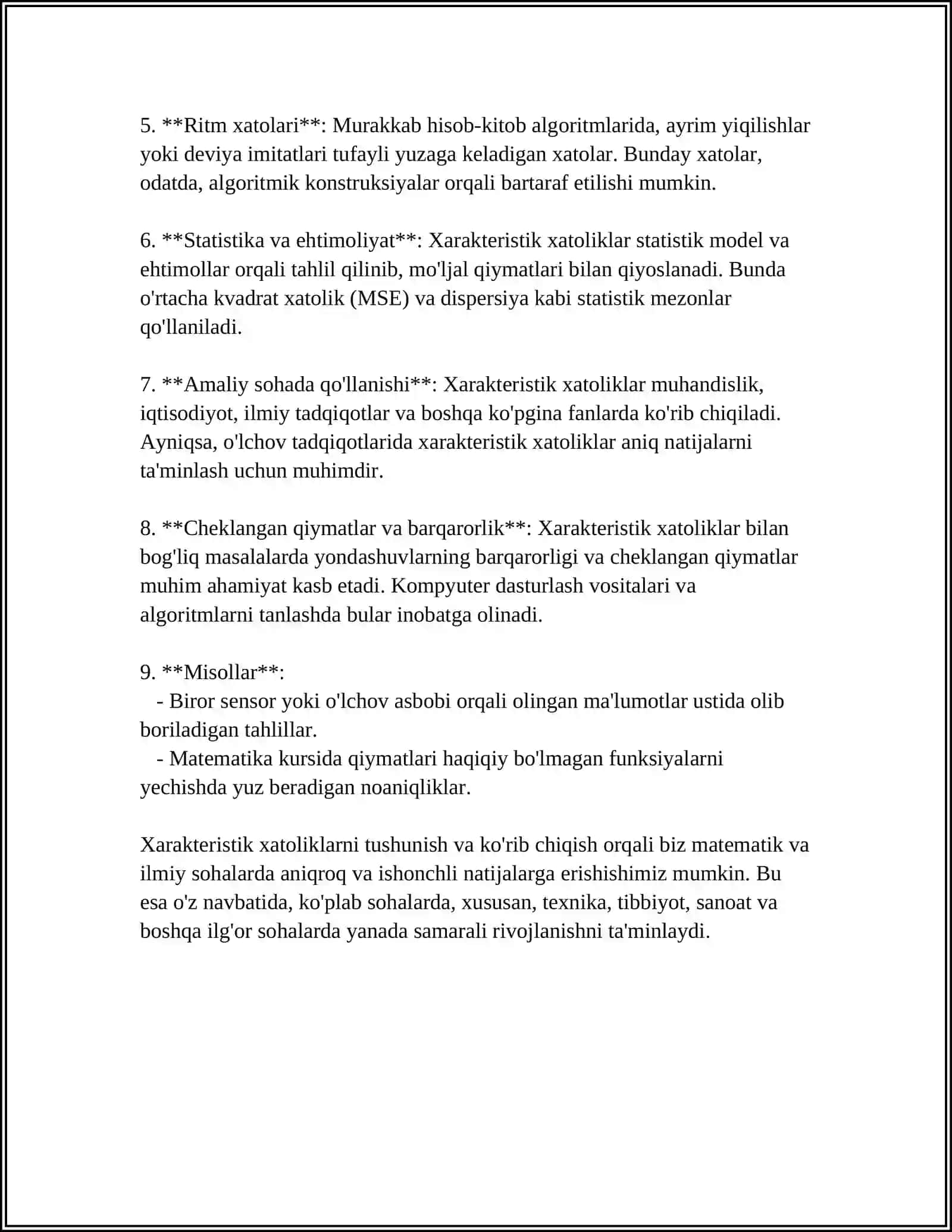 O'LCHASH XATOLIKLARINI TABAQALASH 4