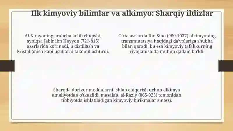 Sharq olimlarining kimyo faniga qo'shgan hissasi 4