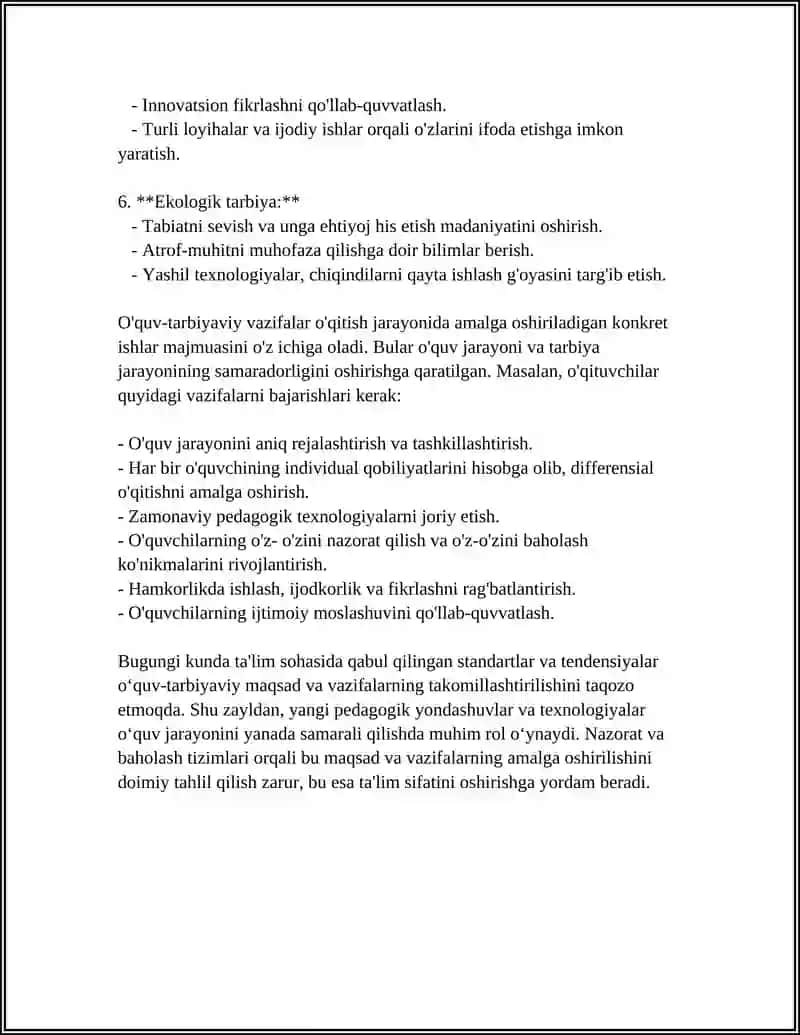 O‘QUV TARBIYA JARAYONI KOMPONENTLARI 4