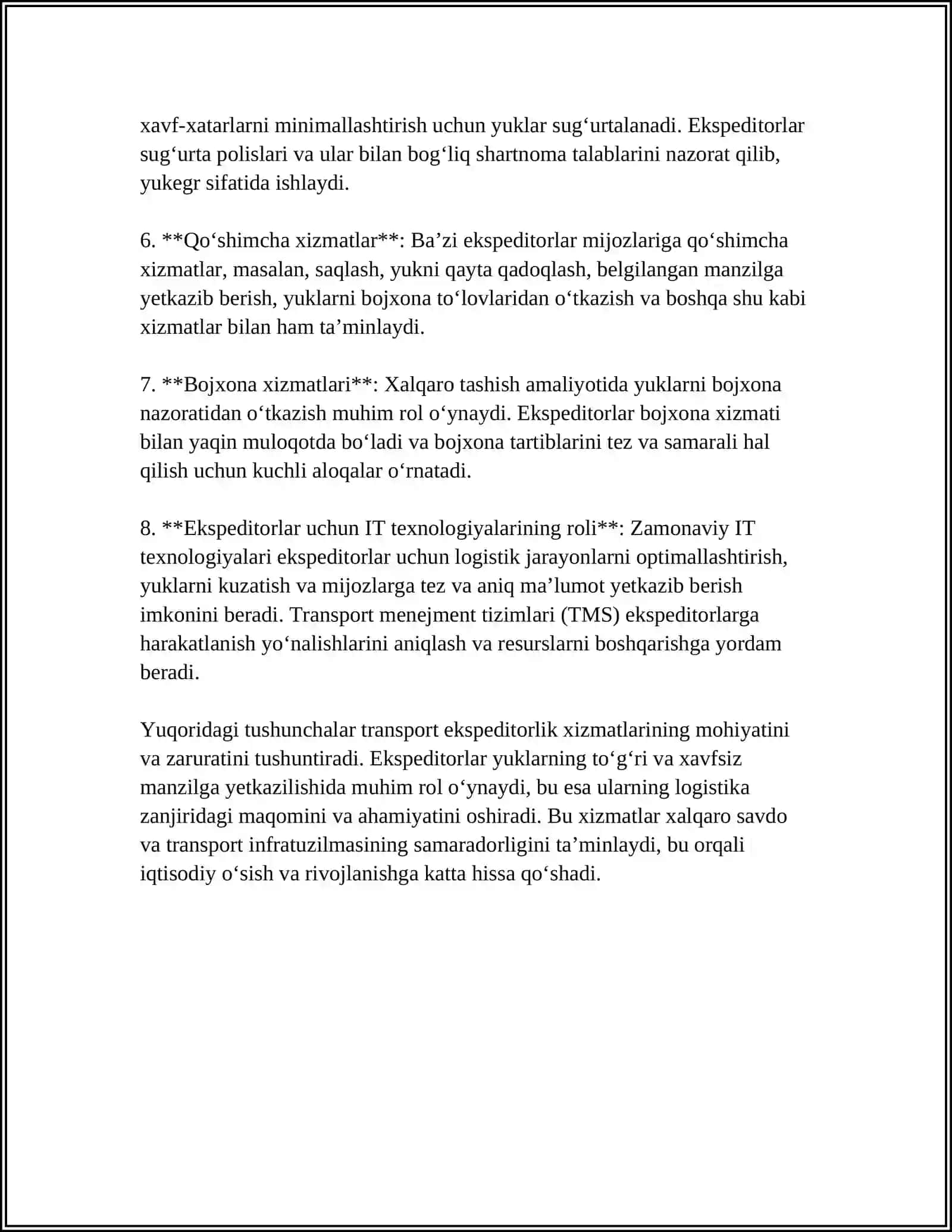 TRANSPORT EKSPEDITORLIK XIZMATLARI 4