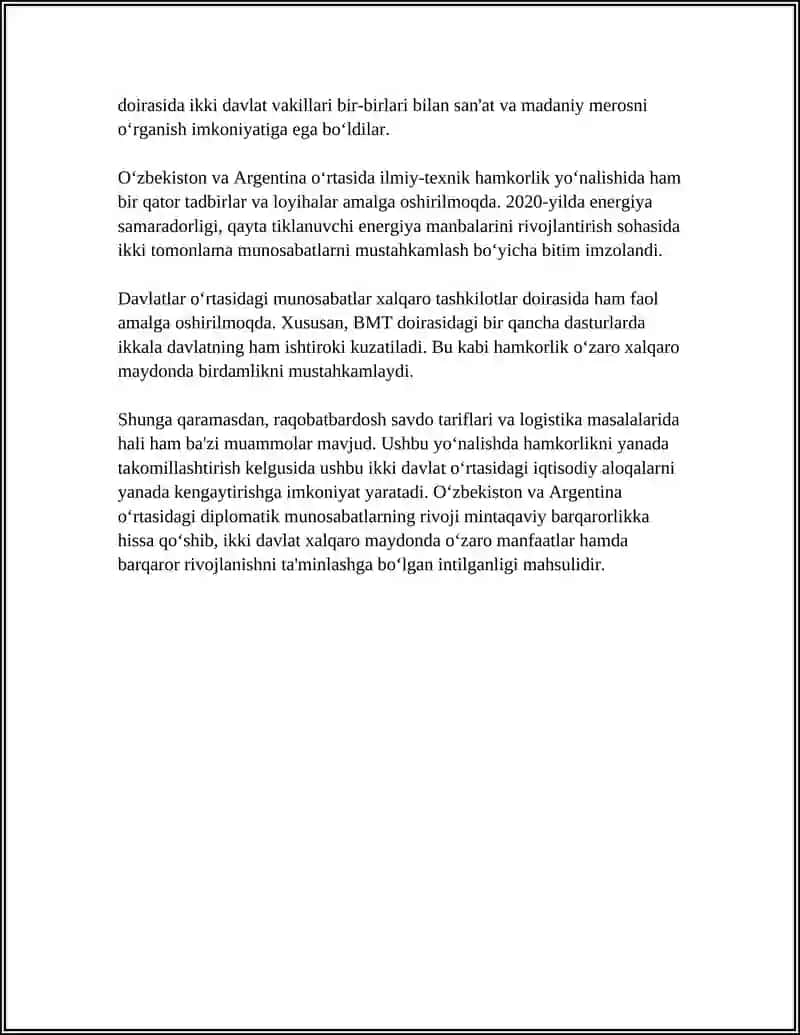 O‘ZBEKISTON–JANUBIY AMERIKA MAMLAKATLARI DIPLOMATIK MUNOSABATLARI 4