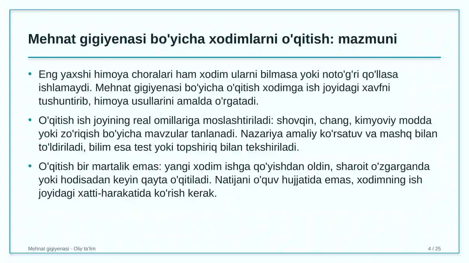 qandolatchilik fabrikalarida mehnat gigiyenasi bo'yicha xodimlarni o'qitish 6702 4