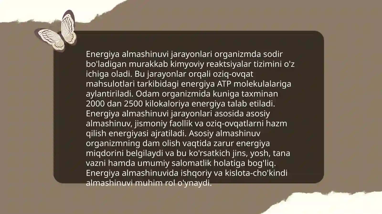 Modda va energiya almashinuvi 4
