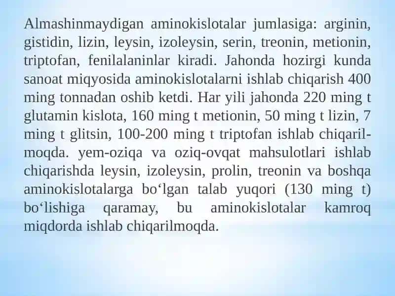 Laboratoriya Aminokislotlar ishlab chiqarish 4
