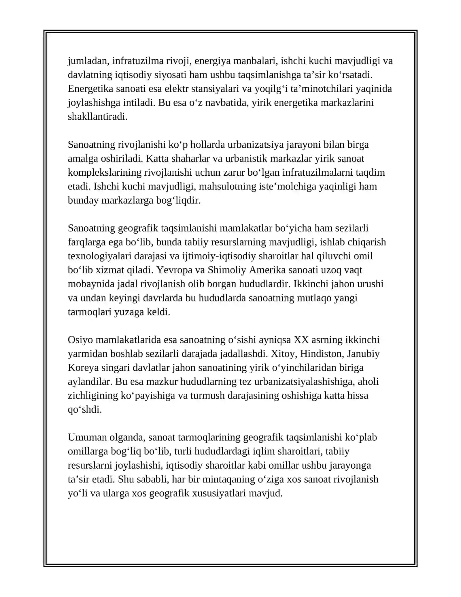 GEOGRAFIYADAN SANOAT TARMOQLARI HAQIDA 4