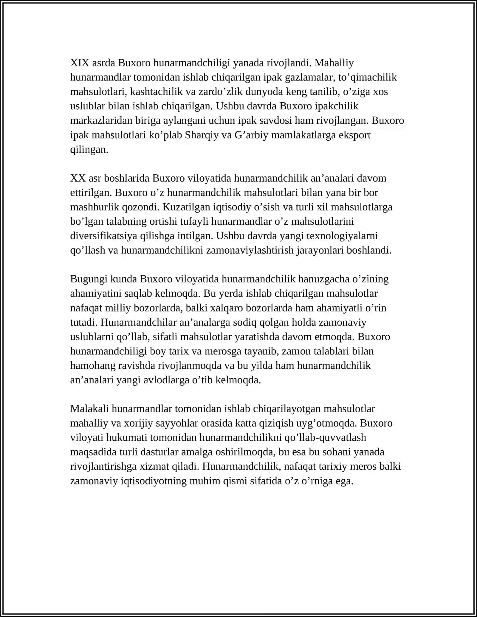 Buxoro viloyatida hunarmandchilik tarixi 4