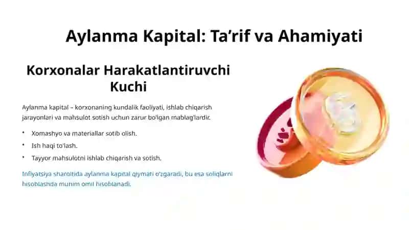 Soliq, Aylanma Kapital va Inflyatsiyani Hisobga Olish 4