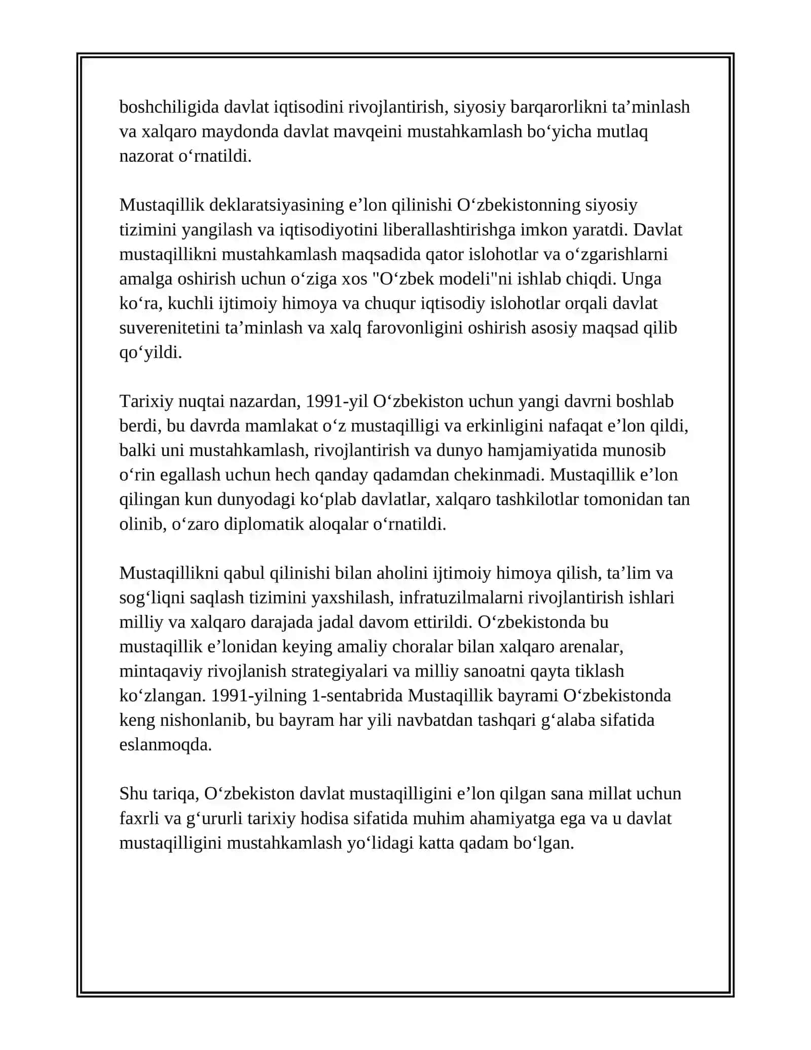 MUSTAQIL OʻZBEKISTON RESPUBLIKASINING TASHKIL TOPISHI 4