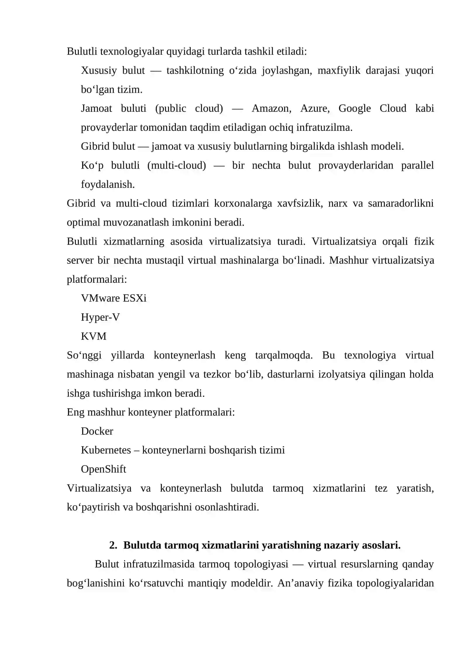 Bulutda tarmoq xizmatlarini yaratish 4
