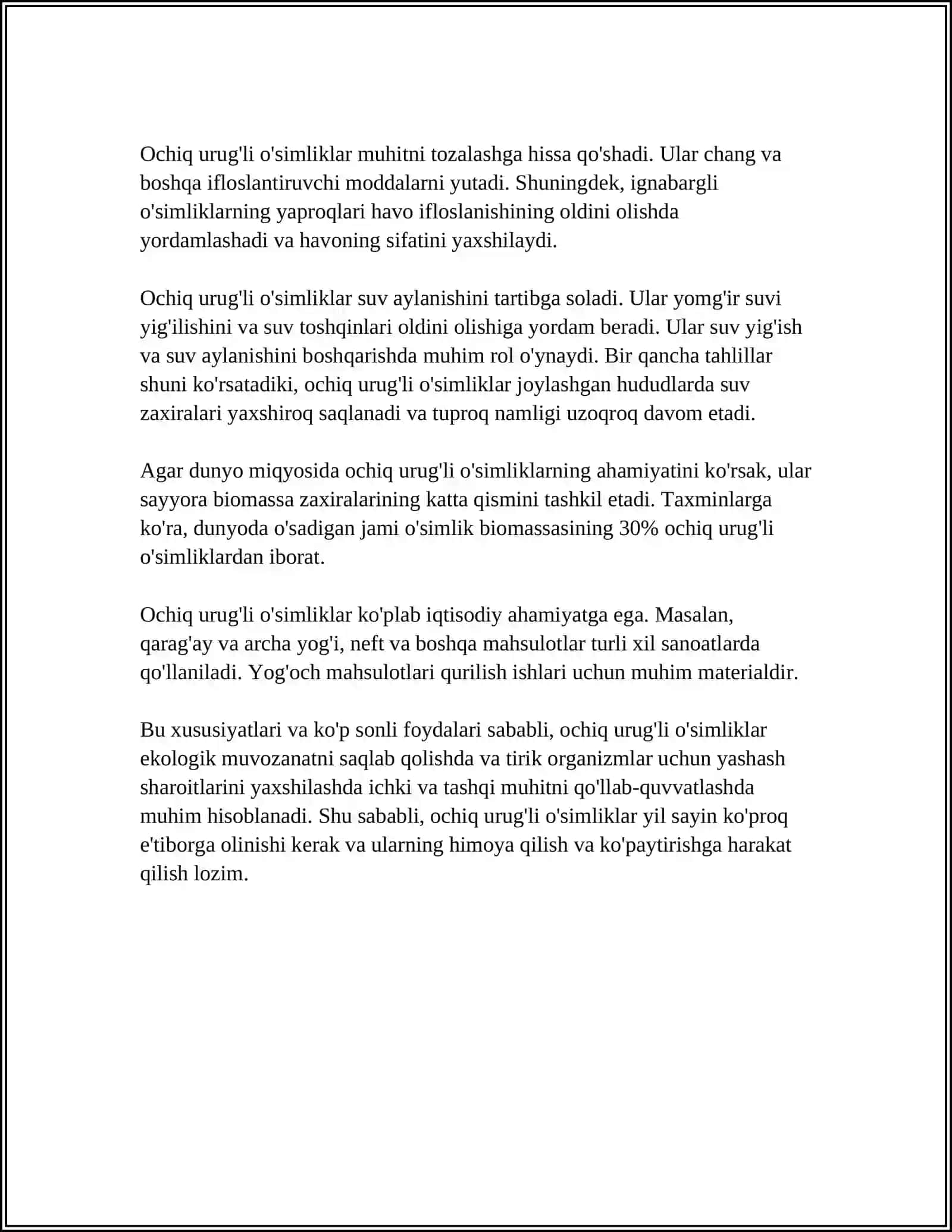 Ochiq urug'li o'simliklarning ahamiyati 4