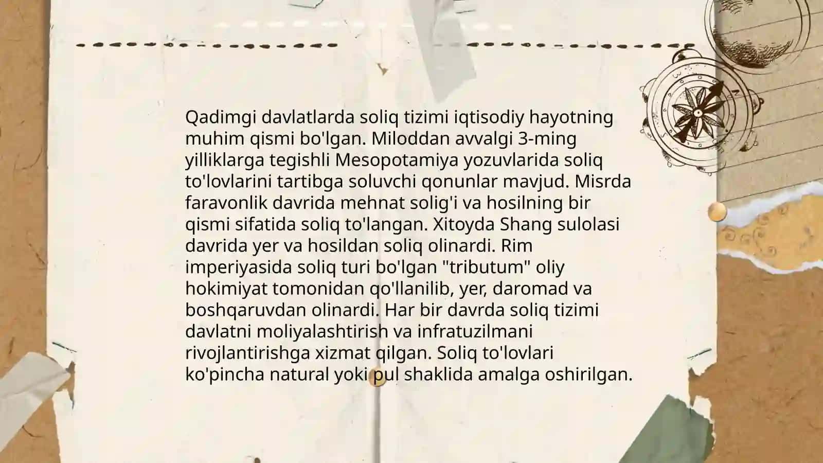 Soliqlarning tarixiy shakllanishi va uning elementlari 4